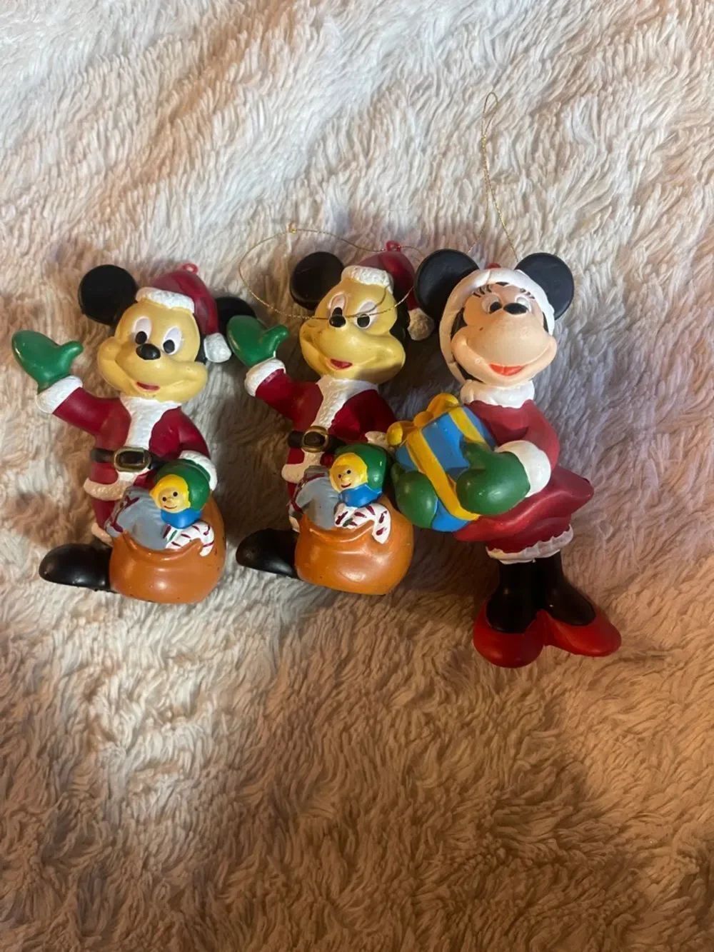 Festive Mickey & Minnie Style Holiday Toy Ornaments - Red & Green